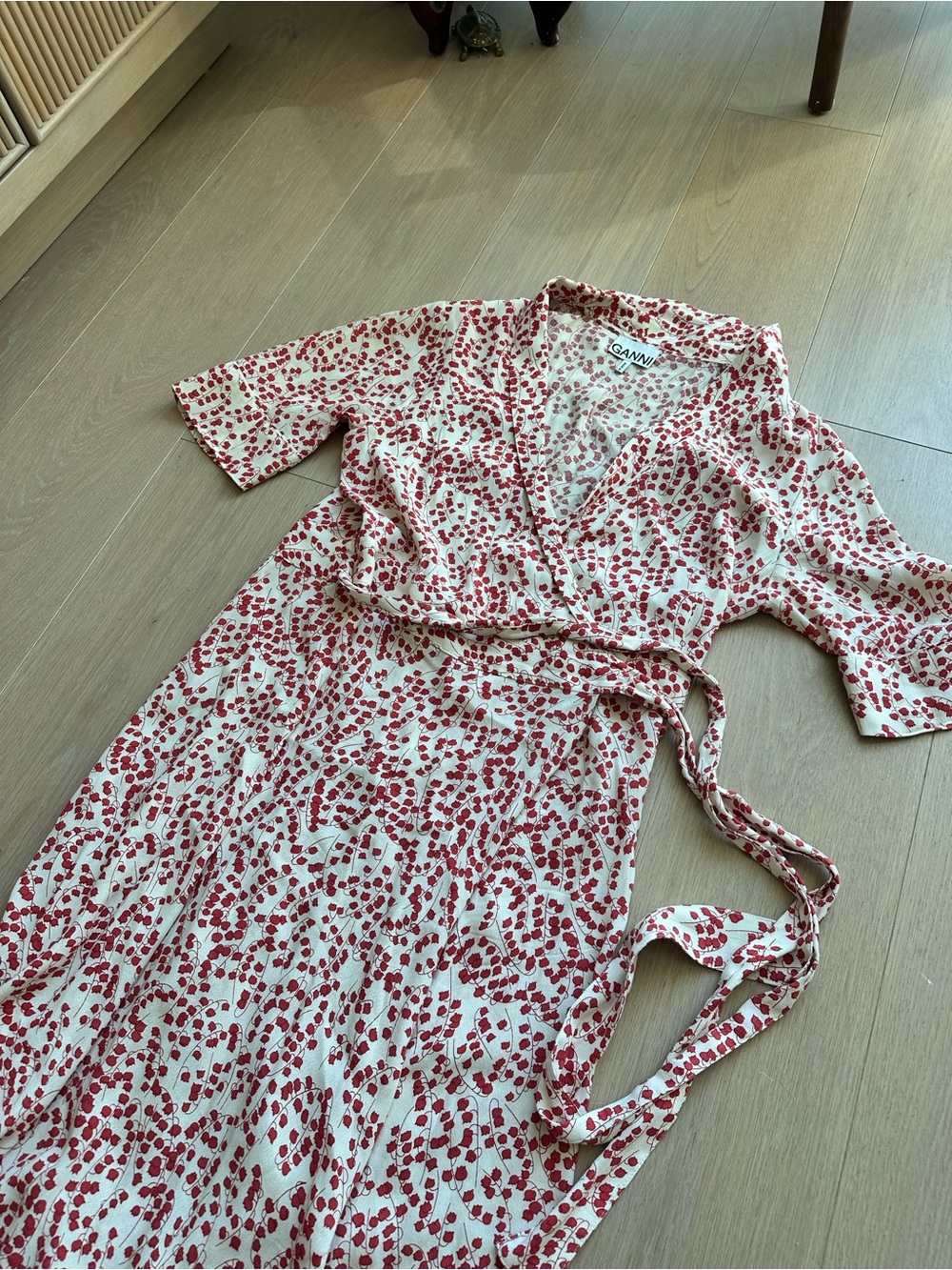 GANNI Floral Print Wrap Dress 👗 Size EU 40 (Size 6/8 US) GUC - Picture 4 of 8